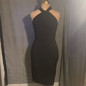 Taylor Black Halter Sheath Dress 2 Cocktail Evening Wedding Party LBD Baddie